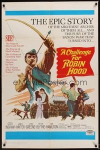 4d181 CHALLENGE FOR ROBIN HOOD  1sh '67 Hammer, the rogue of rogues and his mighty outlaw band!