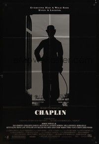 4d183 CHAPLIN  1sh '92 great silhouette image of Robert Downey Jr. as Charlie!