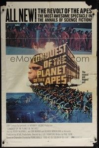 4d213 CONQUEST OF THE PLANET OF THE APES style B 1sh '72 Roddy McDowall, the revolt of the apes!