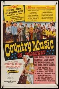 4d217 COUNTRY MUSIC ON BROADWAY  1sh '64 first feature length all country picture, Hank Williams!