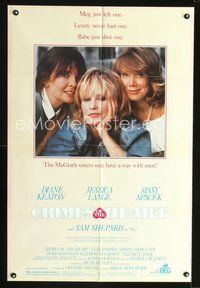 4d220 CRIMES OF THE HEART  1sh '86 great close up of Diane Keaton, Sissy Spacek & Jessica Lange!