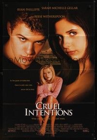 4d222 CRUEL INTENTIONS DS 1sh '99 Sara Michelle Gellar, Ryan Phillippe, Reese Witherspoon!