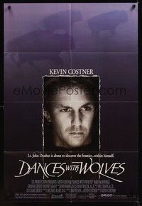 4d227 DANCES WITH WOLVES DS 1sh '90 Kevin Costner & Native American Indians!