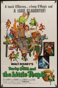 4d229 DARBY O'GILL & THE LITTLE PEOPLE  1sh R69 Disney, Sean Connery, it's leprechaun magic!
