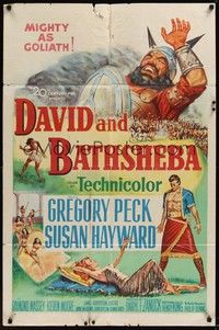 4d232 DAVID & BATHSHEBA  1sh'51 Biblical Gregory Peck broke God's commandment for sexy Susan Hayward