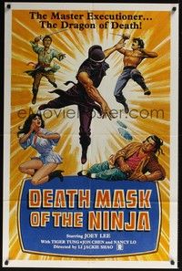 4d241 DEATH MASK OF THE NINJA  1sh '87 cool ninja art, the master executioner, dragon of death!