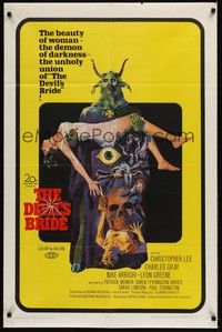 4d254 DEVIL'S BRIDE  1sh '68 wild art, the union of the beauty of woman and the demon of darkness!