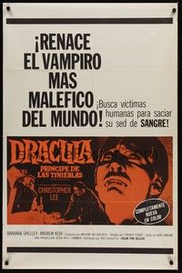 4d272 DRACULA PRINCE OF DARKNESS Spanish/U.S. 1sh '66 great image of vampire Christopher Lee!