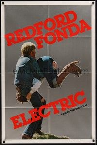 4d284 ELECTRIC HORSEMAN teaser 1sh '79 Sydney Pollack, great image of Robert Redford & Jane Fonda!