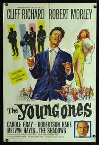 4d981 WONDERFUL TO BE YOUNG  English 1sh '62 The Young Ones, cool art of Cliff Richard, sexy girl!