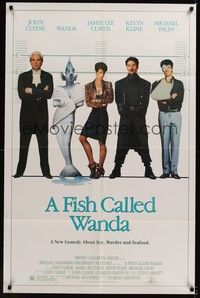 4d324 FISH CALLED WANDA  1sh '88 John Cleese, Jamie Lee Curtis, Kline & Palin in police line up!