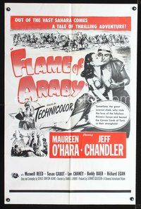 4d329 FLAME OF ARABY military 1sh '51 Maureen O'Hara, Jeff Chandler, out of the vast Sahara!