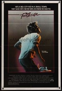 4d338 FOOTLOOSE PG rated 1sh '84 teenage dancer Kevin Bacon has the music on his side!