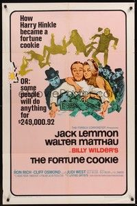 4d344 FORTUNE COOKIE style B 1sh '66 art of Jack Lemmon & Walter Matthau, Billy Wilder!