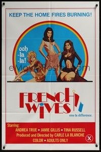 4d350 FRENCH WIVES  1sh '70 Andrea True, Jamie Gillis, sexy art!