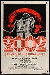 4d359 FUTUREWORLD style C 1sh '76 totally different sexy image of Peter Fonda & Blythe Danner!
