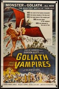 4d374 GOLIATH & THE VAMPIRES  1sh '64 Maciste Contro il Vampiro, cool fantasy art by Reynold Brown!