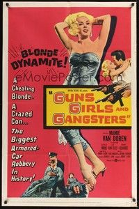 4d393 GUNS, GIRLS & GANGSTERS  1sh '59 sexiest bad girl Mamie Van Doren is blonde dynamite!
