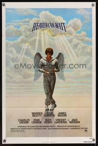 4d409 HEAVEN CAN WAIT  1sh '78 art of angel Warren Beatty wearing sweats, football!