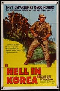 4d414 HELL IN KOREA  1sh '57 suicide war mission, they blended their courage and cowardice!