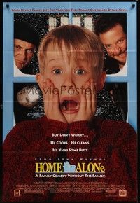 4d422 HOME ALONE DS 1sh '90 classic Macaulay Culkin, Daniel Stern, Joe Pesci!