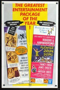 4d447 IMITATION OF LIFE/FLOWER DRUM SONG  1sh '65 the biggest drama and the brightest musical!