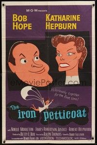 4d457 IRON PETTICOAT  1sh '56 great art of Bob Hope & Katharine Hepburn, hilarious together!