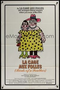 4d479 LA CAGE AUX FOLLES style B 1sh '79 Ugo Tognazzi, great wacky cross-dressing art by Lou Myers!