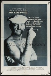 4d484 LAST DETAIL  1sh '73 Hal Ashby, c/u of foul-mouthed Navy sailor Jack Nicholson with cigar!