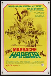 4d526 MASSACRE HARBOR  1sh '69 hit & run heroes from TV's Rat Patrol on big screen!
