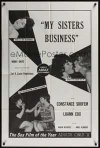 4d553 MY SISTER'S BUSINESS  1sh '70 lesbian sexploitation, Constance Sirifem, Luann Cox!