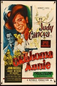 4d590 OKLAHOMA ANNIE style A 1sh '51 Hirschfeld art of queen cowgirl Judy Canova!