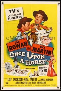 4d598 ONCE UPON A HORSE  1sh '58 great wacky cartoon art of Rowan & Martin, TV's funsters!
