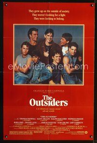 4d615 OUTSIDERS  1sh '82 Coppola, S.E. Hinton, Howell, Dillon, Macchio, Swayze, Lowe, Estevez