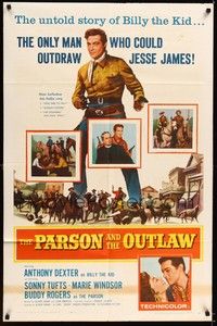 4d622 PARSON & THE OUTLAW  1sh '57 Anthony Dexter stars in the untold story of Billy the Kid!