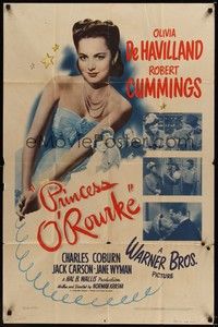 4d654 PRINCESS O'ROURKE  1sh '43 pretty Olivia de Havilland, Robert Cummings, Charles Coburn!