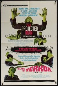 4d657 PROJECTED MAN/ISLAND OF TERROR  1sh '67 English sci-fi horror!