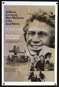 4d684 REIVERS style B 1sh '70 close up of rascally Steve McQueen, from William Faulkner's novel!