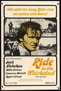 4d697 RIDE IN THE WHIRLWIND  1sh R71 close-up of young Jack Nicholson!
