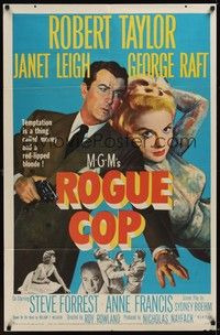 4d713 ROGUE COP  1sh '54 Robert Taylor, George Raft, sexy Janet Leigh is a thing called temptation!