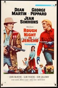 4d717 ROUGH NIGHT IN JERICHO style A 1sh '67 Dean Martin & George Peppard with guns drawn!