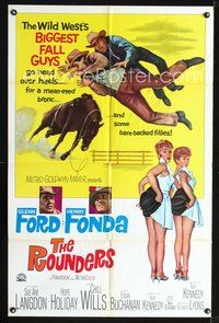 4d720 ROUNDERS  1sh '65 Glenn Ford, Henry Fonda, sexy Sue Ane Langdon & Hope Holiday!
