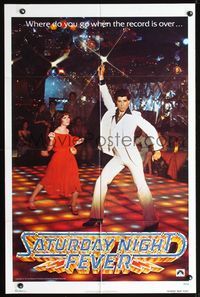 4d733 SATURDAY NIGHT FEVER teaser 1sh '77 best image of disco dancer John Travolta!
