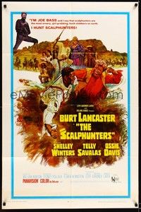 4d737 SCALPHUNTERS  1sh '68 great art of Burt Lancaster & Ossie Davis fighting in mud!