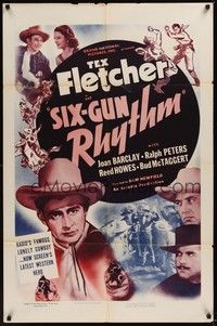4d786 SIX-GUN RHYTHM  1sh '39 Tex Fletcher, Joan Barclay, Sam Newfield western!