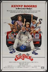 4d785 SIX PACK  1sh '82 great artwork of Kenny Rogers & his young car racing crew