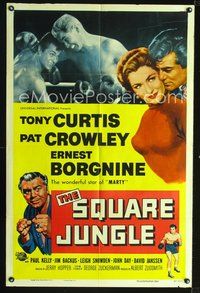 4d819 SQUARE JUNGLE  1sh '56 great artwork of boxing Tony Curtis fighting in the ring!