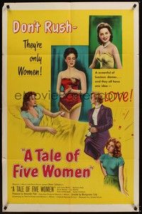 4d853 TALE OF FIVE WOMEN  1sh '52 sexy Gina Lollobridiga has a screenful of curves!