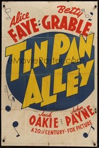 4d896 TIN PAN ALLEY style B 1sh '40 Alice Faye & Betty Grable, Walter Lang musical!