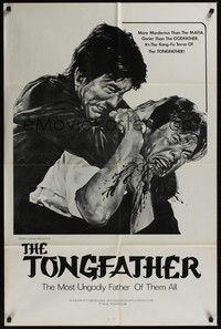 4d902 TONGFATHER  1sh '74 cool title & art, gorier than The Godfather, Kung-Fu Terror!